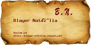 Blayer Natália névjegykártya